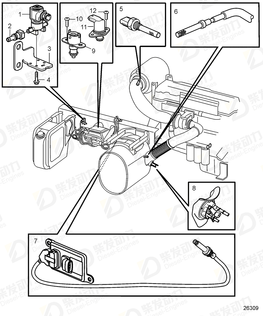 VOLVO Solenoid valve, tank, heater 20750480 Drawing